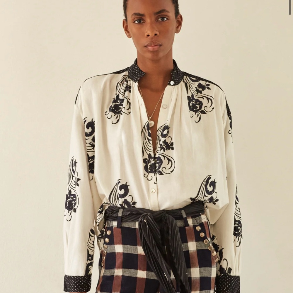 Alix Of Bohemia Black and White Floral Blouse